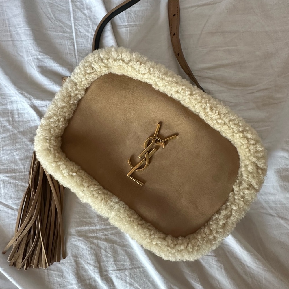 Yves Saint Laurent Tan Crossbody Bag with Gold Logo